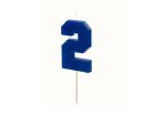 Szülinapi számgyertya "2" 6 cm kék