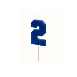Szülinapi számgyertya "2" 6 cm kék