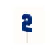 Szülinapi számgyertya "2" 6 cm kék
