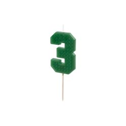Szülinapi számgyertya "3" 6 cm zöld