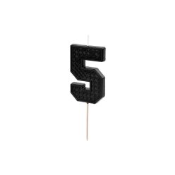 Szülinapi számgyertya "5" 6 cm fekete