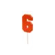 Szülinapi számgyertya "6" 6 cm piros