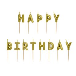 Születésnapi Gyertyák "Happy Birthday" Arany