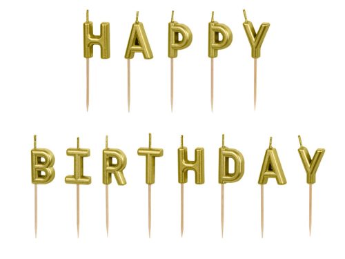 Születésnapi Gyertyák "Happy Birthday" Arany