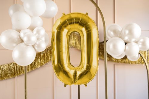 Szám fólia lufi ''0'' 72cm arany