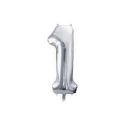 Szám fólia lufi ''1'' 72cm ezüst