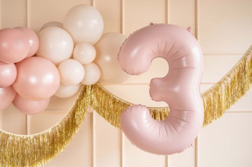 Szám fólia lufi ''3'' 72cm pasztell rózsaszín