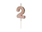Szülinapi számgyertya "2" rózsaarany 4.5cm
