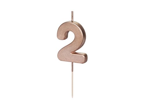 Szülinapi számgyertya "2" rózsaarany 4.5cm