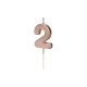 Szülinapi számgyertya "2" rózsaarany 4.5cm