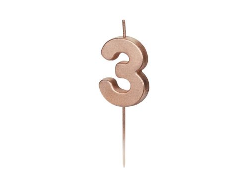 Szülinapi számgyertya 3 rózsaarany 4.5cm