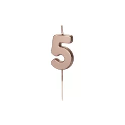 Szülinapi számgyertya "5" rózsaarany 4.5cm