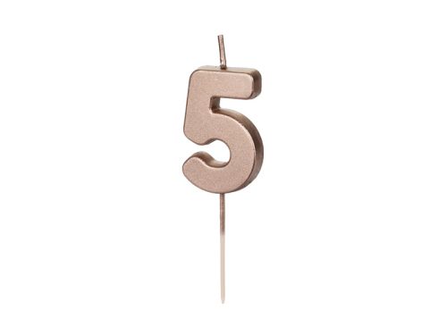 Szülinapi számgyertya "5" rózsaarany 4.5cm