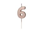 Szülinapi számgyertya "6" rózsaarany 4.5cm