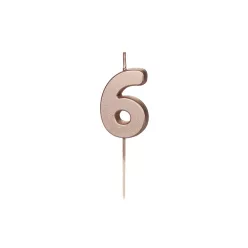Szülinapi számgyertya "6" rózsaarany 4.5cm