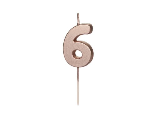 Szülinapi számgyertya "6" rózsaarany 4.5cm