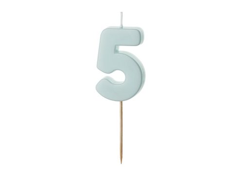 Szülinapi számgyertya "5" világoskék