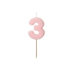 Szülinapi számgyertya 3 rózsaszín 5.5 cm