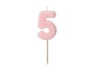 Szülinapi számgyertya "5" rózsaszín 5.5 cm
