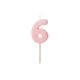 Szülinapi számgyertya "6" rózsaszín 5.5 cm