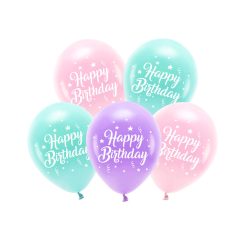 Eco Lufi 26 cm Happy Birthday rózsaszín (5 db)