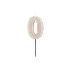 Szülinapi számgyertya "0" bézs 6 cm