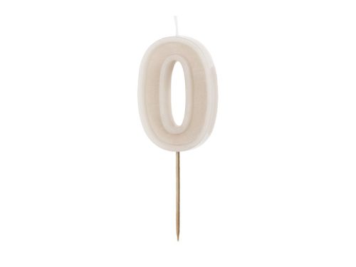 Szülinapi számgyertya "0" bézs 6 cm