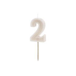 Szülinapi számgyertya "2" bézs 6 cm