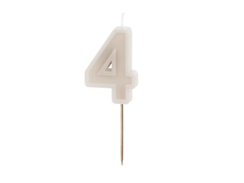 Szülinapi számgyertya "4" bézs 6 cm