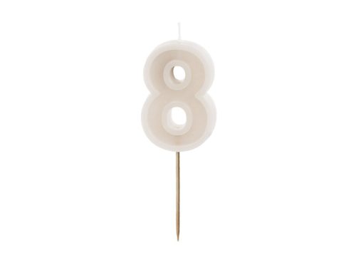 Szülinapi számgyertya "8" bézs 6 cm