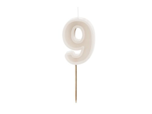 Szülinapi számgyertya "9" bézs 6 cm