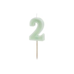 Szülinapi számgyertya "2" pasztell zöld 6 cm