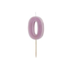 Szülinapi számgyertya "0" pasztell lila 6 cm