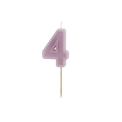 Szülinapi számgyertya "4" pasztell lila 6 cm