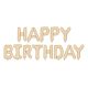 Fólia lufi Happy Birthday felirat bézs (340x35 cm)