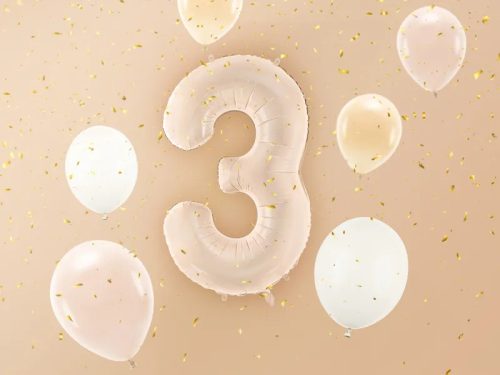 Szám fólia lufi ''3'' 72cm sötét bézs