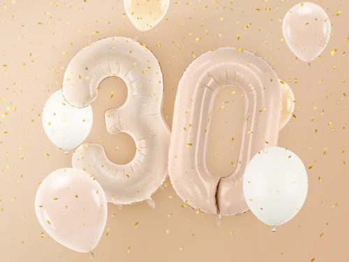 Szám fólia lufi ''3'' 72cm sötét bézs