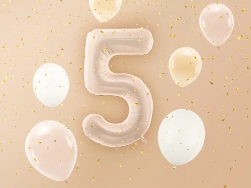 Szám fólia lufi ''5'' 72cm sötét bézs