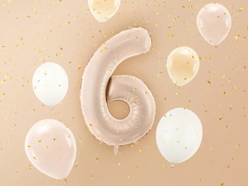 Szám fólia lufi ''6'' 72cm sötét bézs