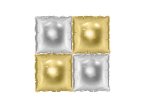 Fólia léggömb háttér kétoldalas Arany / Ezüst négyzet - 35 x 35 cm (4 db)