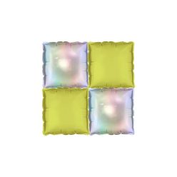   Fólia léggömb háttér kétoldalas Holografikus / Neon sárga négyzet - 35 x 35 cm (4 db)