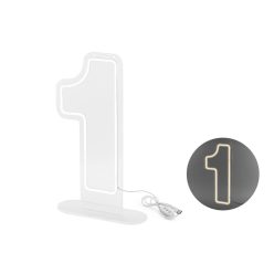 Neon LED szám dekoráció "1" 50 cm fehér