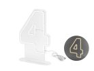 Neon LED szám dekoráció "4" 50 cm fehér