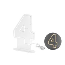 Neon LED szám dekoráció "4" 50 cm fehér