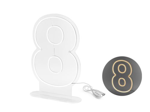Neon LED szám dekoráció "8" 50 cm fehér