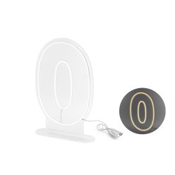 Neon LED szám dekoráció "0" 50 cm fehér