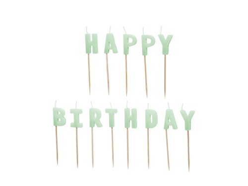 Születésnapi Gyertyák "Happy Birthday" paszetell zöld