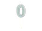 Szülinapi számgyertya "0" pasztell menta 6 cm