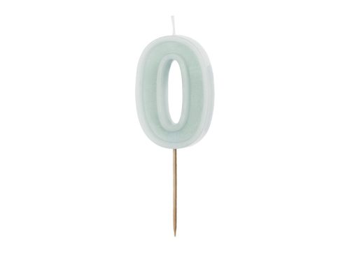 Szülinapi számgyertya "0" pasztell menta 6 cm
