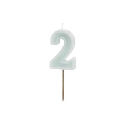 Szülinapi számgyertya "2" pasztell menta 6 cm